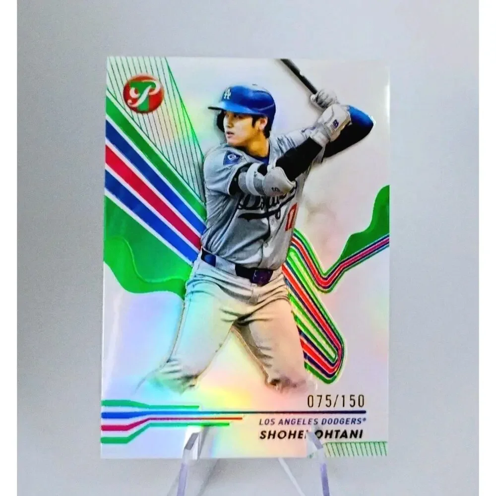 Shohei Ohtani #112 Topps Pristine 2024 GREEN REFRACTOR Chrome SP 75/150 - Picture 5 of 10